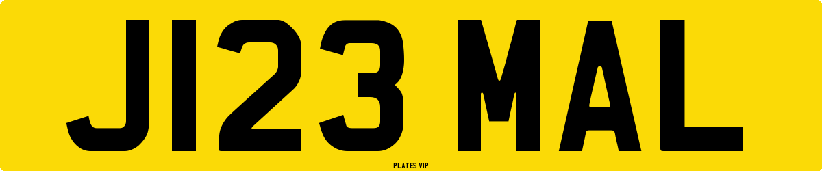 J123 MAL Number Plate