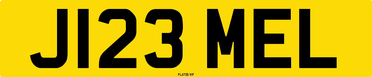 J123 MEL Number Plate