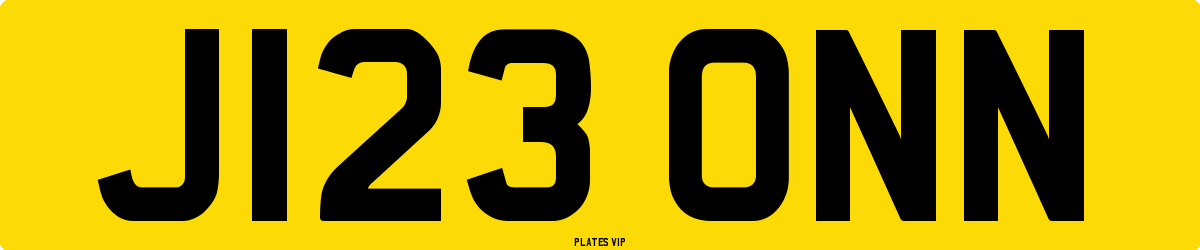 J123 ONN Number Plate