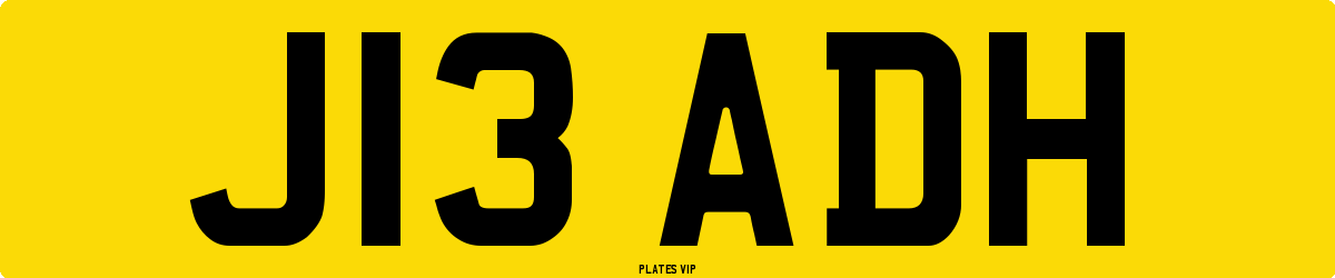 J13 ADH Number Plate