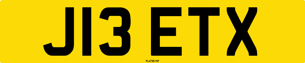 J13 ETX Number Plate