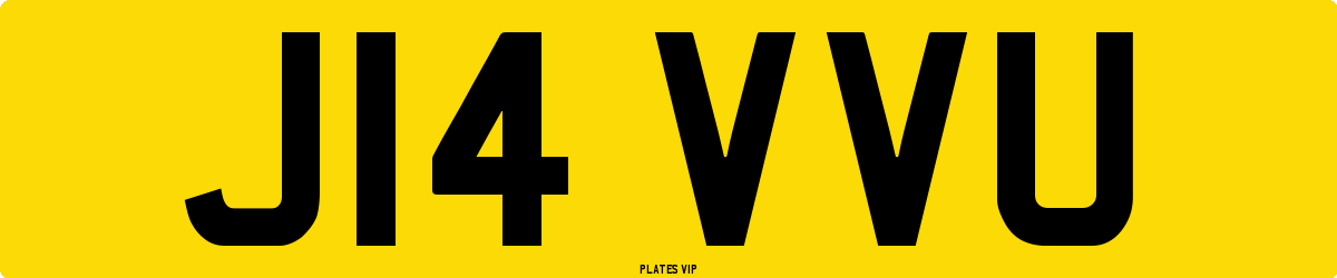 J14 VVU Number Plate