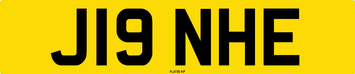 J19 NHE Number Plate