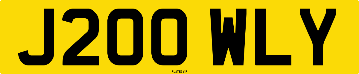 J200 WLY Number Plate