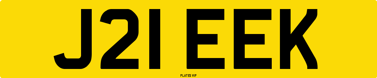 J21 EEK Number Plate