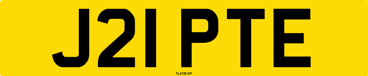 J21 PTE Number Plate