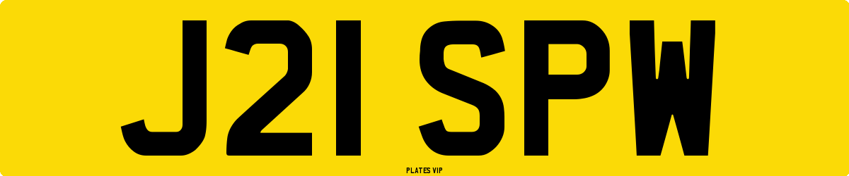 J21 SPW Number Plate