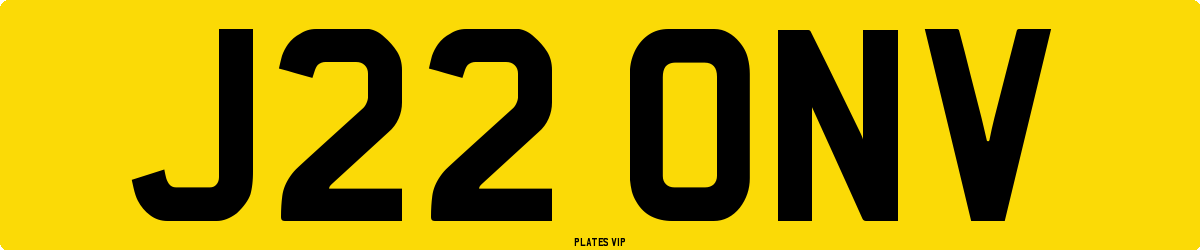J22 ONV Number Plate