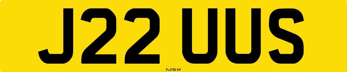 J22 UUS Number Plate