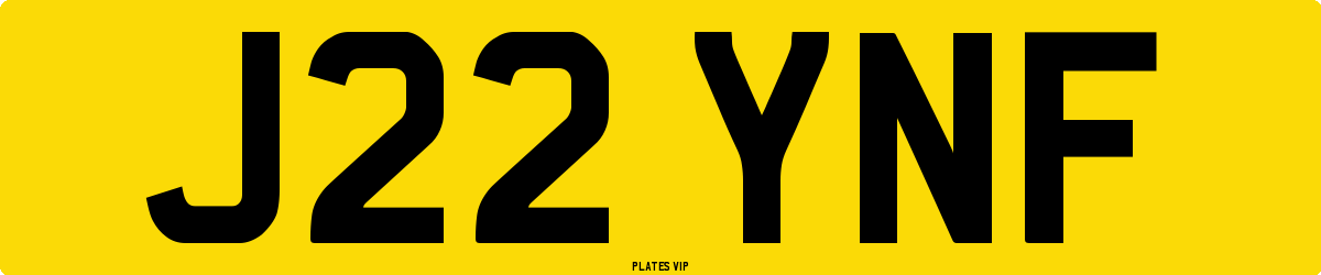J22 YNF Number Plate