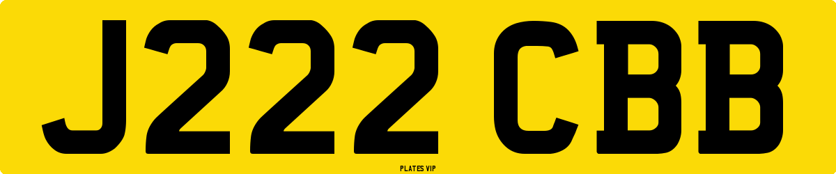 J222 CBB Number Plate