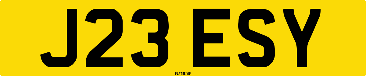 J23 ESY Number Plate