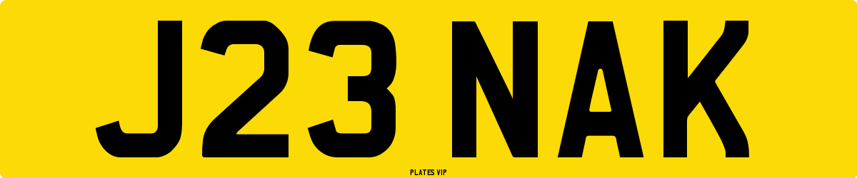 J23 NAK Number Plate
