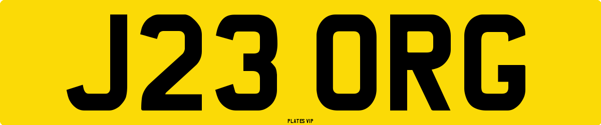 J23 ORG Number Plate