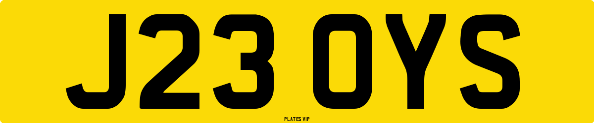 J23 OYS Number Plate