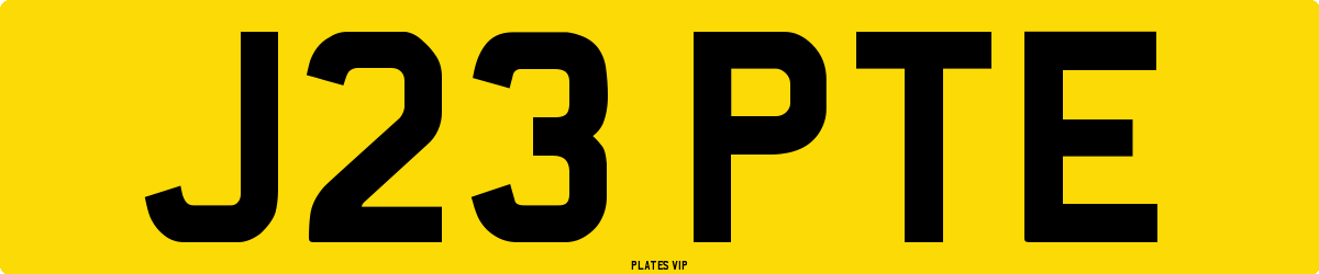 J23 PTE Number Plate