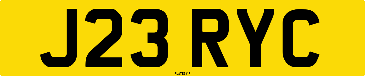 J23 RYC Number Plate