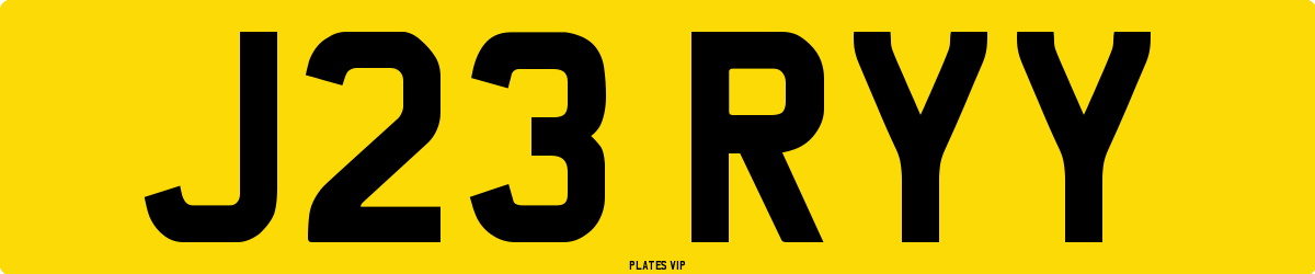 J23 RYY Number Plate