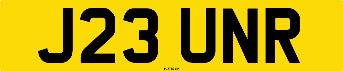 J23 UNR Number Plate