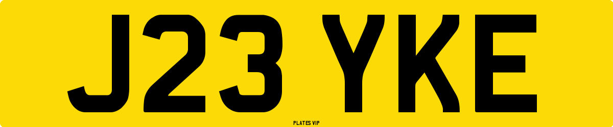 J23 YKE Number Plate