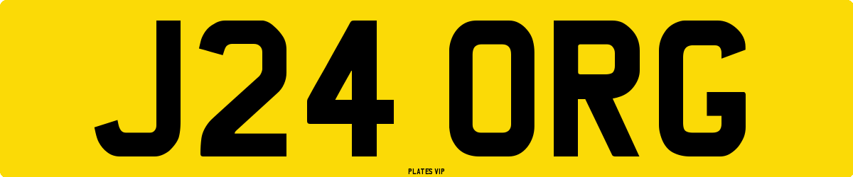 J24 ORG Number Plate