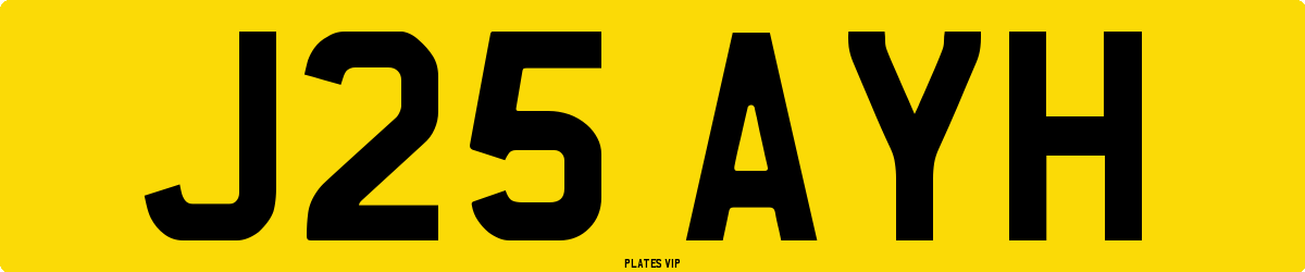 J25 AYH Number Plate