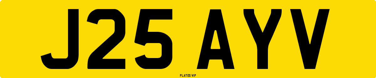 J25 AYV Number Plate