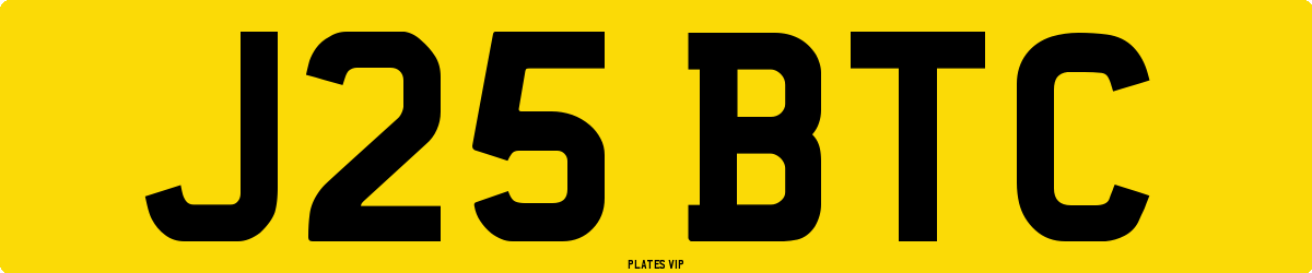 J25 BTC Number Plate