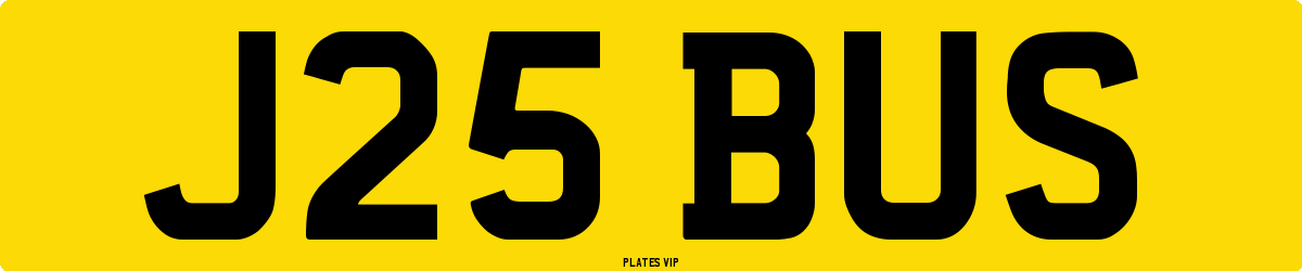 J25 BUS Number Plate