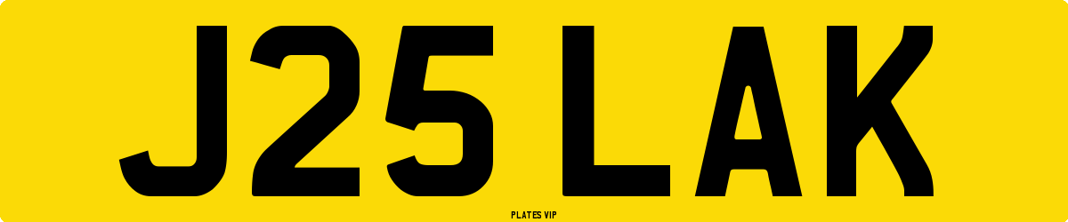 J25 LAK Number Plate
