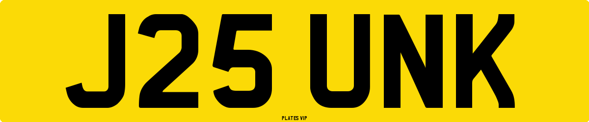 J25 UNK Number Plate