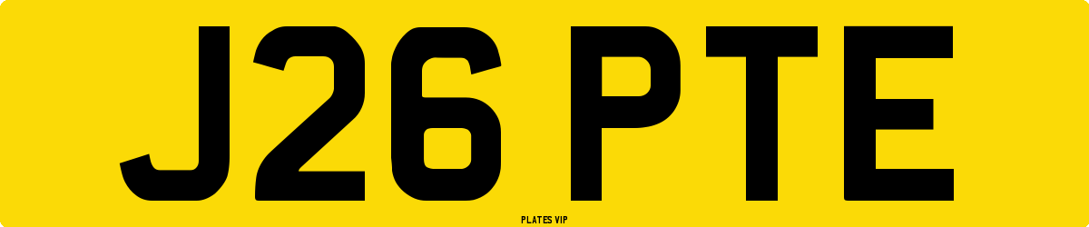 J26 PTE Number Plate