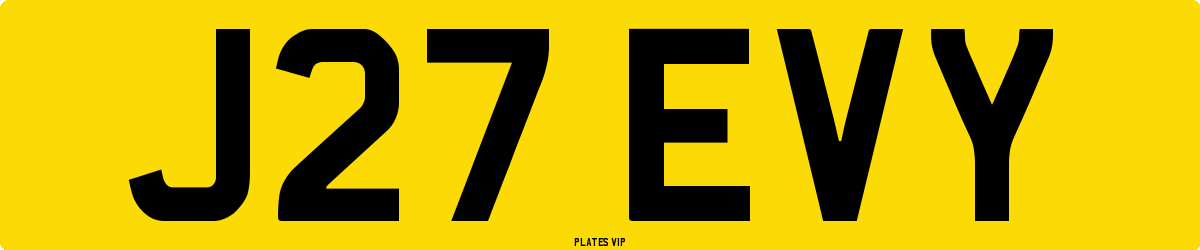 J27 EVY Number Plate