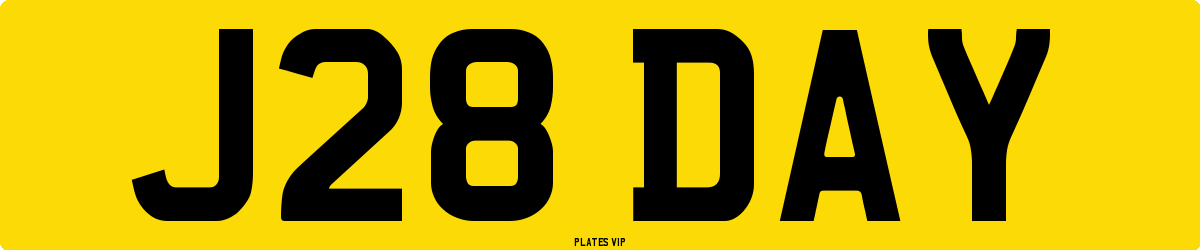 J28 DAY Number Plate