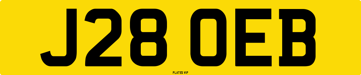 J28 OEB Number Plate