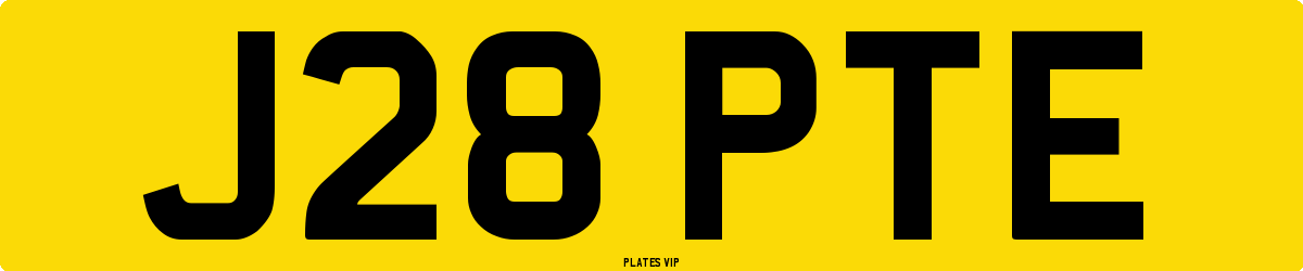 J28 PTE Number Plate