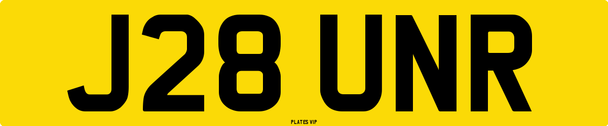 J28 UNR Number Plate