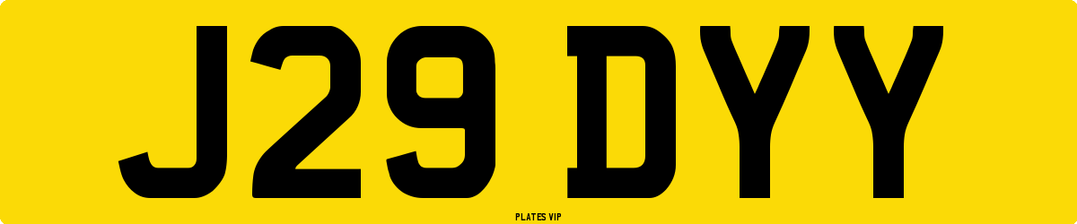 J29 DYY Number Plate