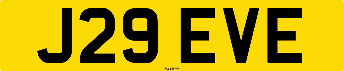 J29 EVE Number Plate