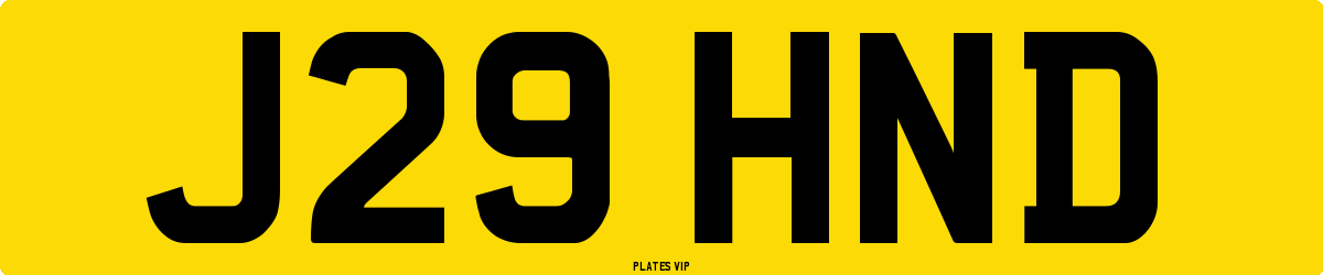 J29 HND Number Plate