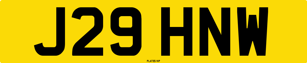 J29 HNW Number Plate