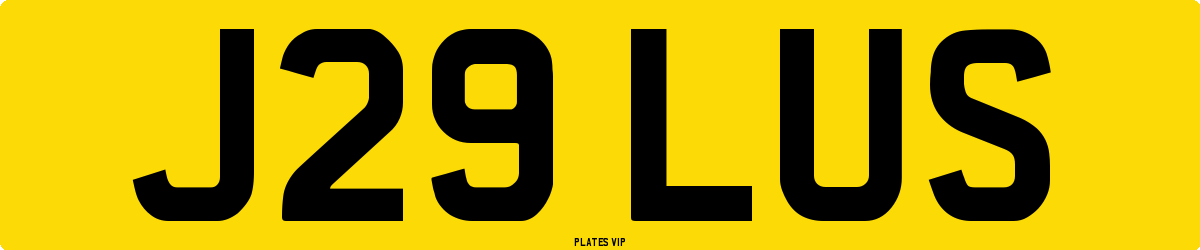 J29 LUS Number Plate