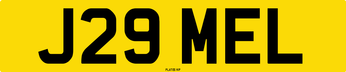 J29 MEL Number Plate