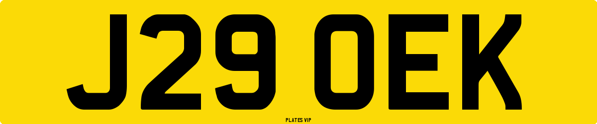 J29 OEK Number Plate