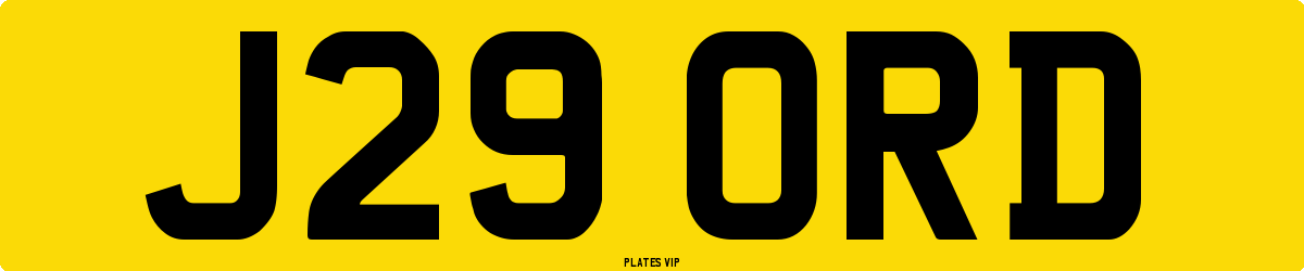 J29 ORD Number Plate