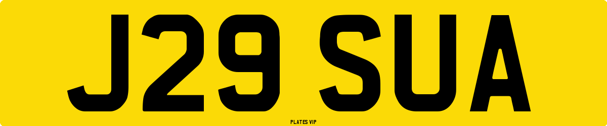 J29 SUA Number Plate