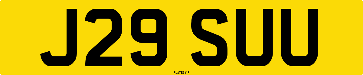 J29 SUU Number Plate