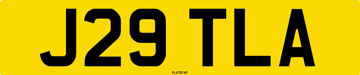 J29 TLA Number Plate