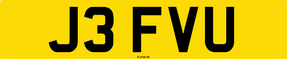 J3 FVU Number Plate