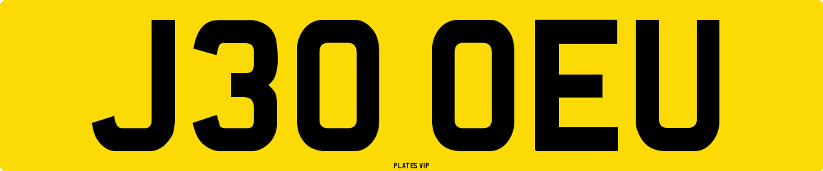 J30 OEU Number Plate
